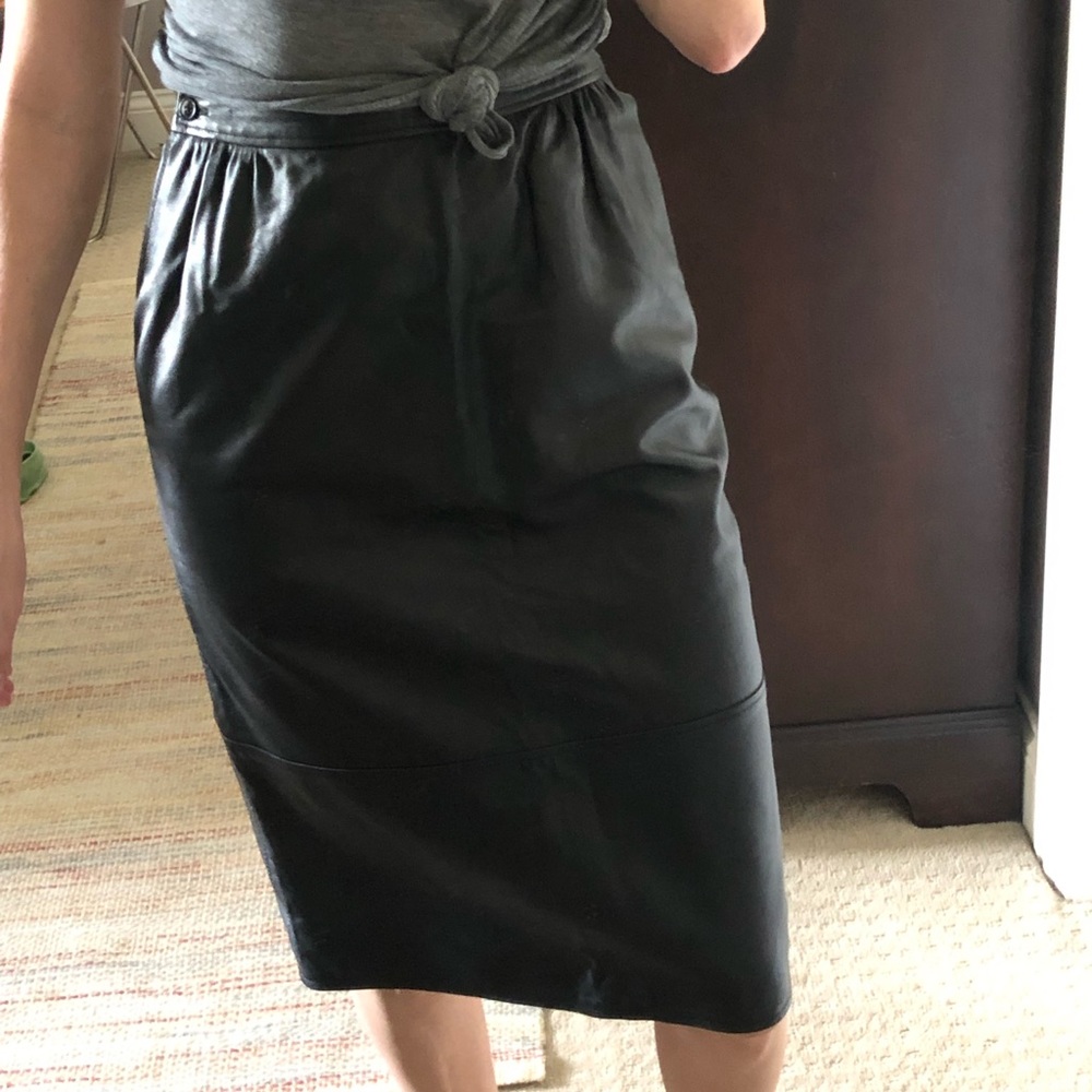 Vintage Ungaro Parallele Paris Leather Pencil Skirt size 10